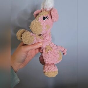 Crochet Giraffe Lovey - Pink and Tan